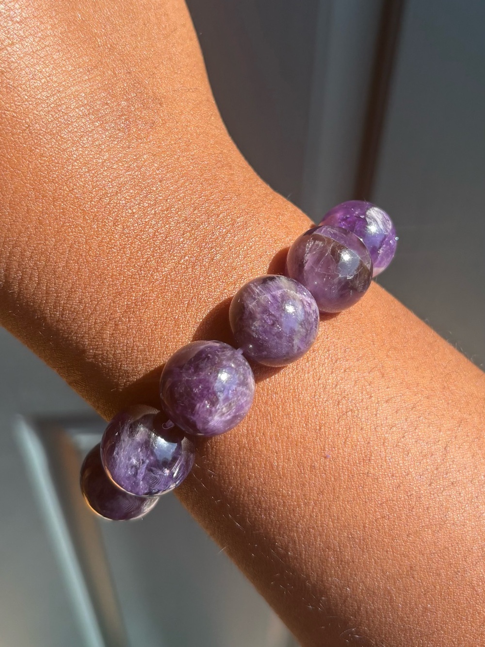 Chunky Amethyst Crystal Bracelet 17.5mm - Picture 9 of 13